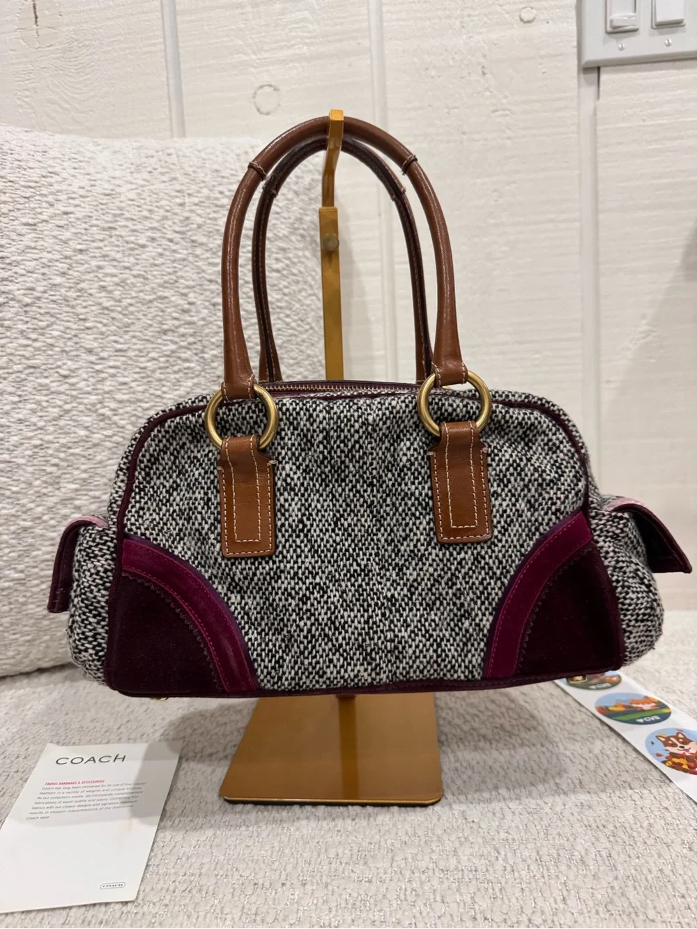 Rare vintage Y2K Coach Soho Tweed and Suede Satchel
